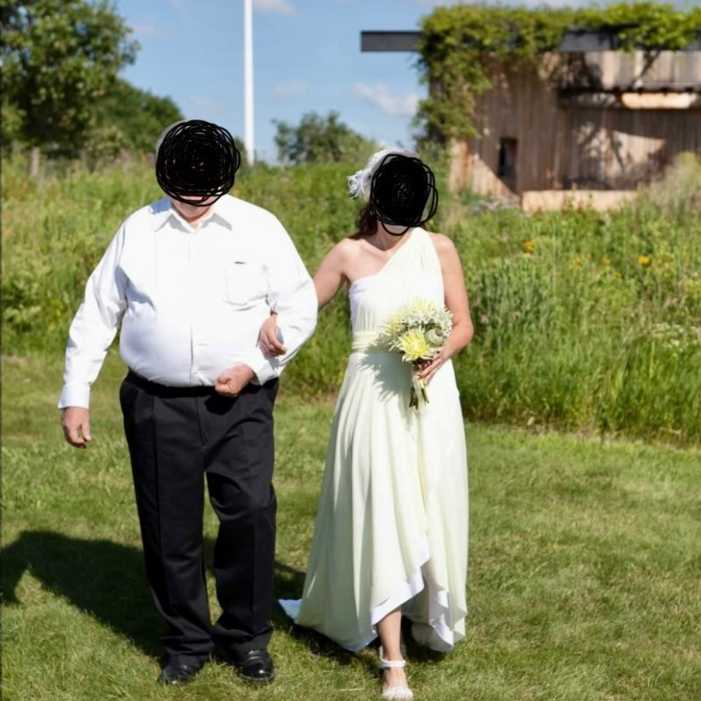 Pale yellow casual wedding dress